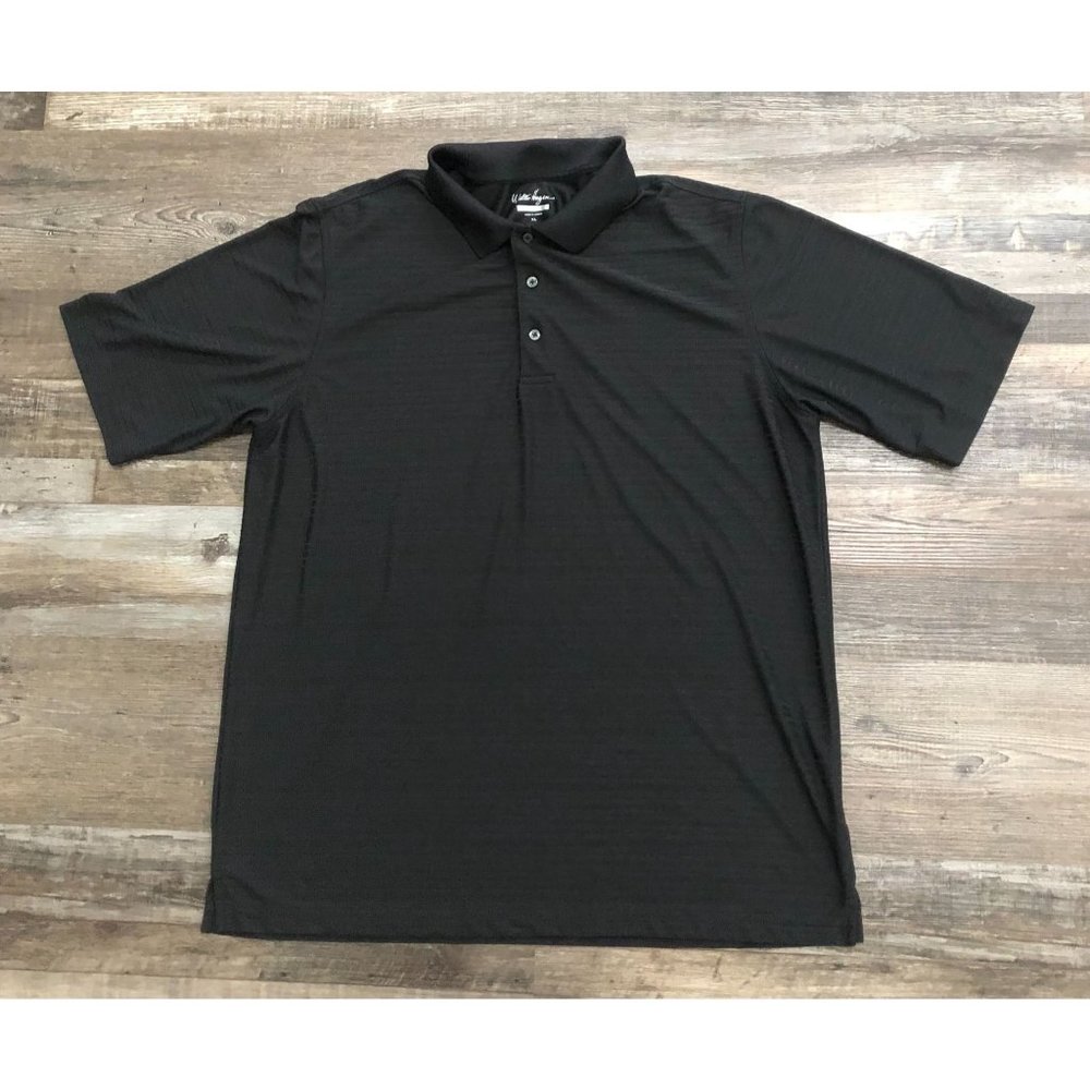 Walter Hagan Mens XL Black Hydro Dri Short Sleeve Golf Polo Shirt